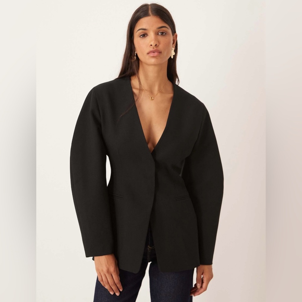 ASOS DESIGN Cocoon Sleeve Oversized Blazer in Black - Size XS